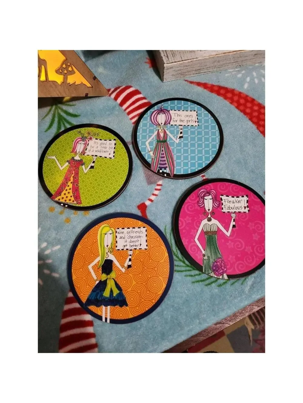 Fun Girlfriends Wine Chocolate Coasters Set of 4